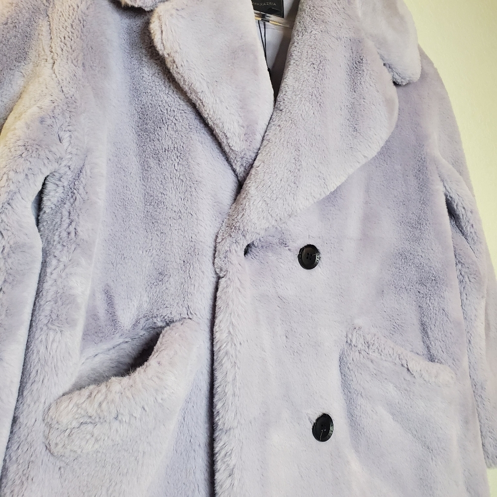 NWT BCBGMAXAZRIA | Lavender Faux Fur Coat Jacket - Picture 4 of 8